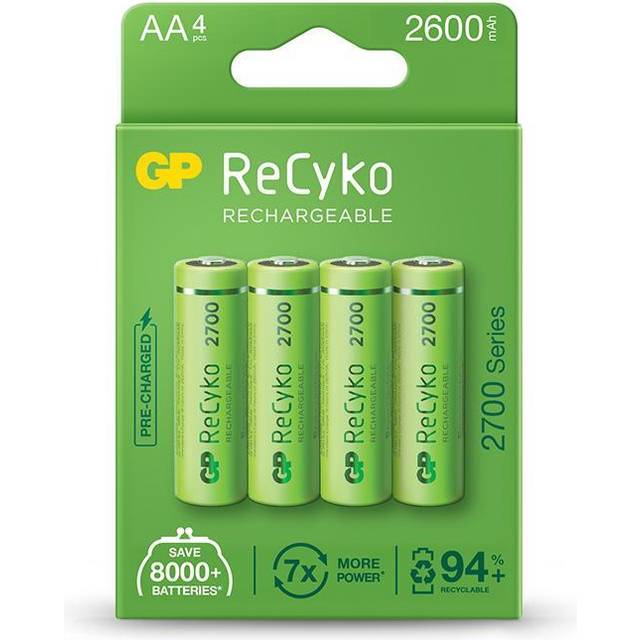 GP 2600 ReCyko uppladdningsbart AA | HR06 Ni-Mh batteri 4-pack
