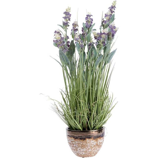 Purple Artificial Lavender Plant Decorative Metallic Pot, 66 cm Tall
