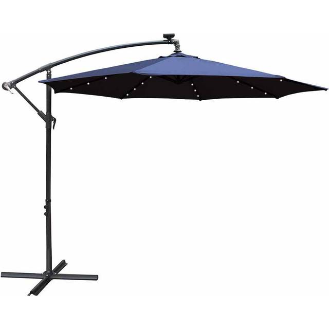 Airwave Hanging Navy Parasol with Solar Powered LED Spotlights 3m - Blue