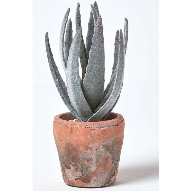 Artificial Succulent Aloe Vera in Decorative Terracotta Pot, 21 cm Tall - Green