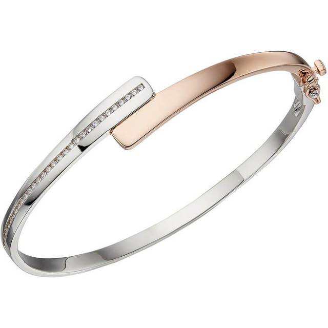 Channel Set Hinged Rose Gold Plated Bangle B5248C