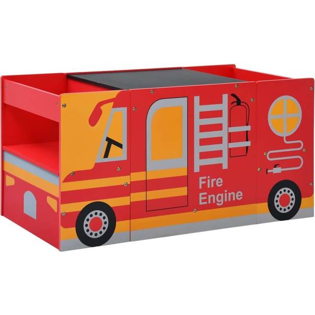 Tegmen Red 3-Piece Children&#039;s Fire Engine Table Set