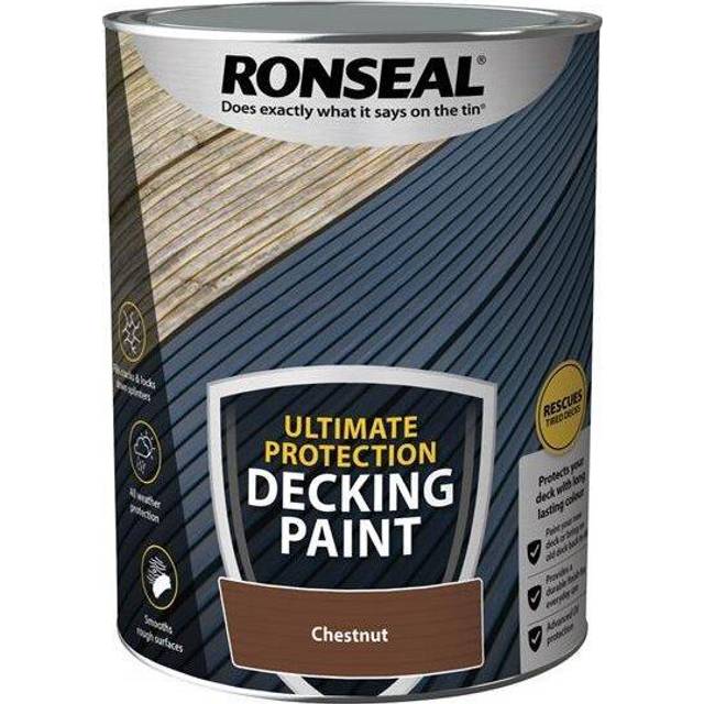 Ronseal Ultimate Protection Decking Paint, Chestnut 5L, Wood Deck Paint, Paints, Decking Paint