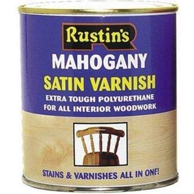 Rustins POSM500 Polyurethane Varnish & Stain Satin Mahogany 500ml