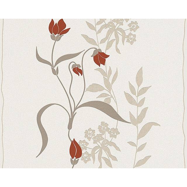 A.S. Création Non-woven tapet Avenzio blomma tapet blommig 10,05 m x 0,53 m kräm röd beige 958741 95874-1