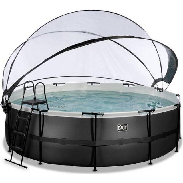 Exit Svart Leather Pool Ø450X122Cm Med Sandfilterpump Och Tak - Svart