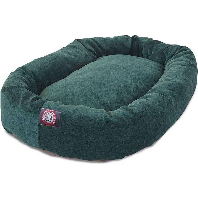 Majestic Pet 40 Inch Micro Velvet Calming Dog Bed Washable - Cozy Soft Round Dog Bed with Spine for Head Support - Fluffy Donut Dog Bed 40x29x9 (inch)