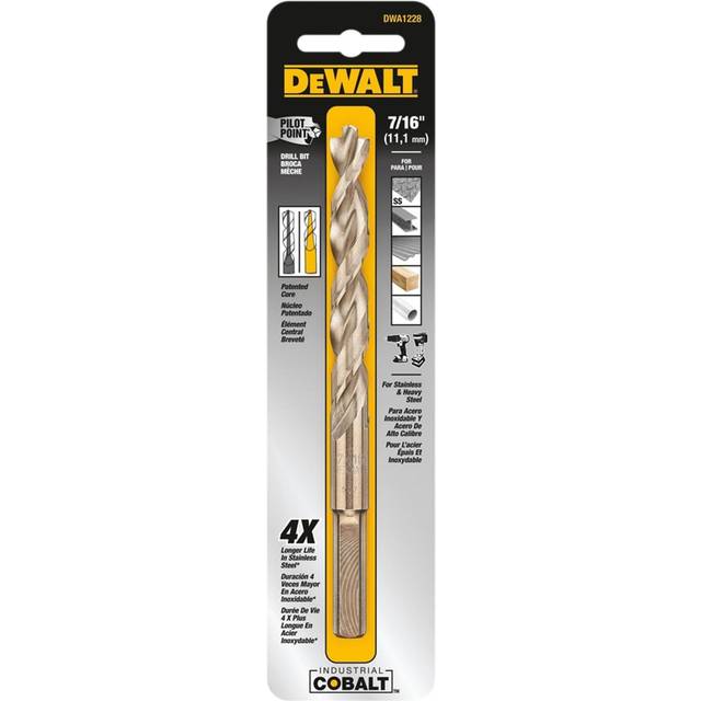 "DEWALT DWA1228 7/16"""""""" Pilot Point Industrial Cobalt Alloy Steel Drill Bit"