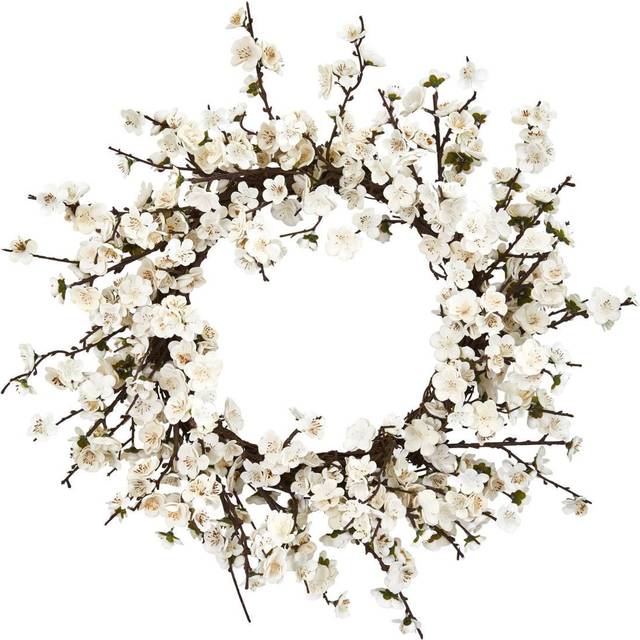 Nearly Natural Plum Blossom Wreath