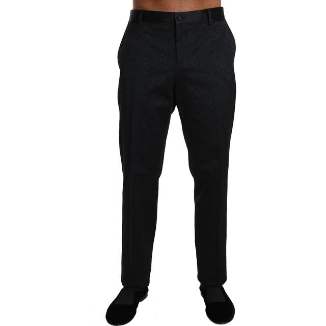 Dolce & Gabbana Black Cotton Brocade Formal Trousers Pants - IT54 | L (IT54 | L)