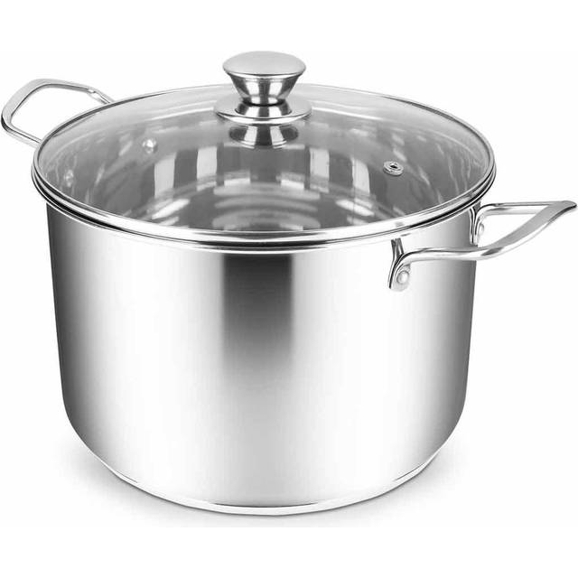 Penguin Home Stock Pot, Stainless Steel, Mirror Finish, Large, Clear