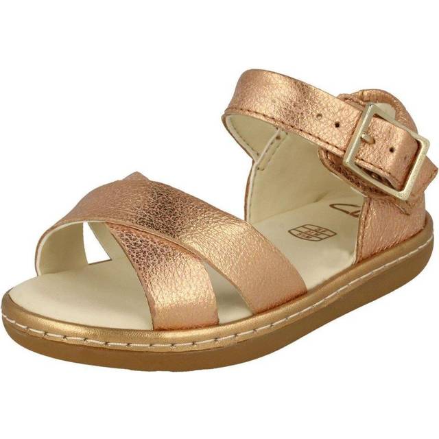 (UK 7 Infant, Bronze (Gold)) Girls Clarks Cross Detailed Sandals Skylark Pure T - F Fit
