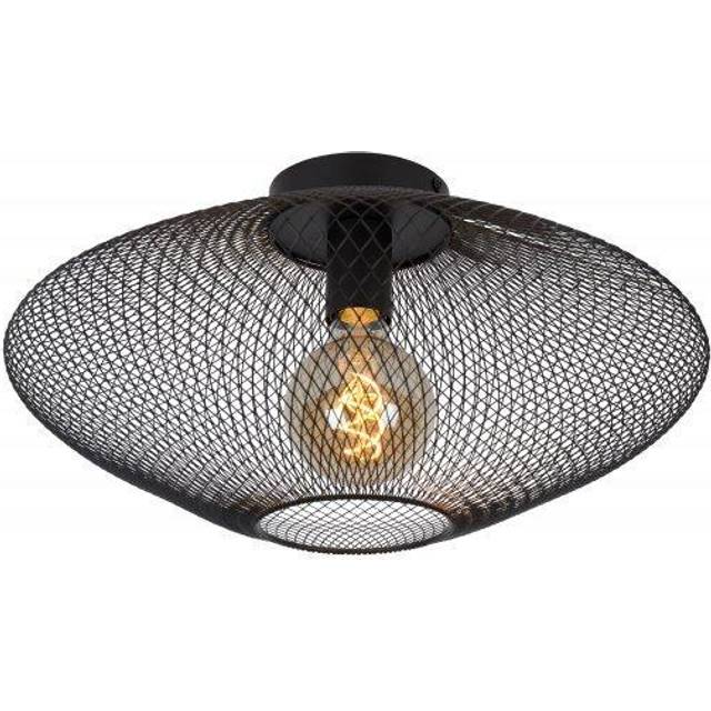 Lucide Mesh Modern Flush Ceiling Light - 45Cm - 1Xe27 - Black, Black