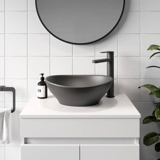 Affine Black Countertop Bathroom Basin Sink - 405 x 330mm