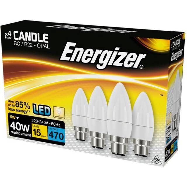 Energizer LED 6w=40w Candle Bulb - BC Bayonet - Pack of 4