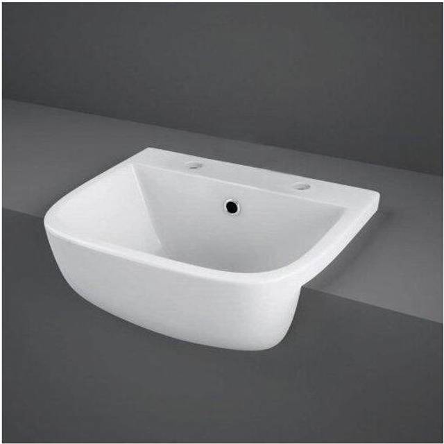 RAK Ceramics Series 600 Semi Recessed Basin with 2 Tap Holes | White | 420mm