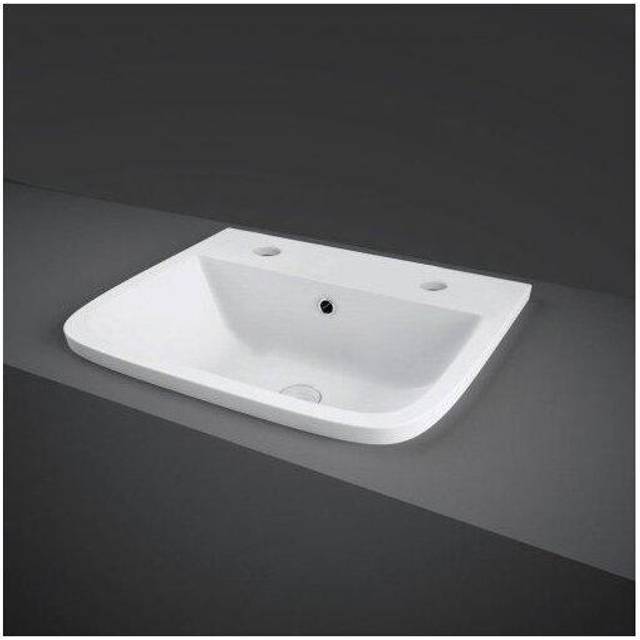 RAK Ceramics Series 600 Inset Basin with 2 Tap Holes | White | 500mm x 190mm x 425mm