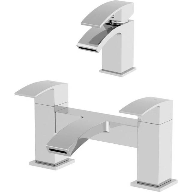 Modern Bathroom Mono Basin Sink Mixer Bath Mixer Filler Tap Set Lever Chrome