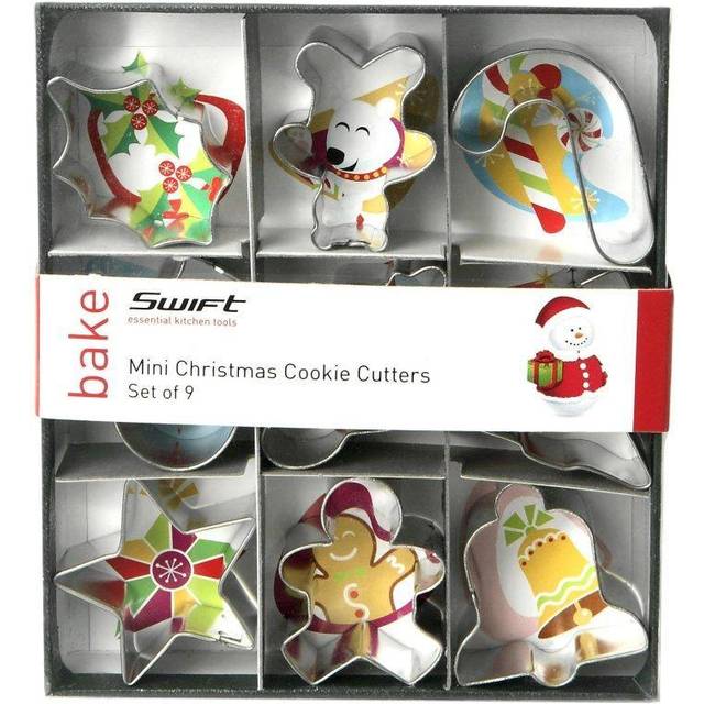 Dexam 4 cm Tinplate Mini Christmas Cookie Cutters, Set of 9