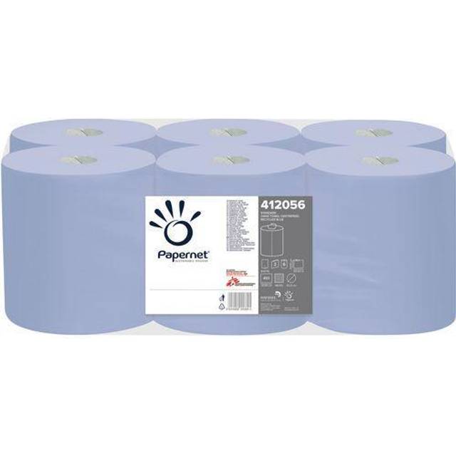 Papernet Standard 100% Recycled Hand Towels Rolled Blue 2 Ply 412056 6 Rolls of 135 m