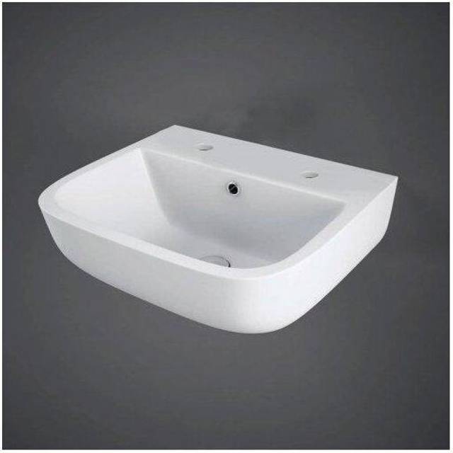 RAK Ceramics Series 600 Wall Hung Basin with 2 Tap Holes | White | 400mm
