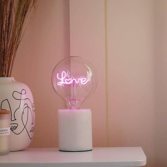 Steepletone LED Filament Text Light Bulb Pink Love