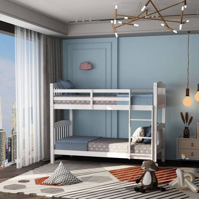 (White) Home Source Hendon Kids Single Painted Bunk Bed
