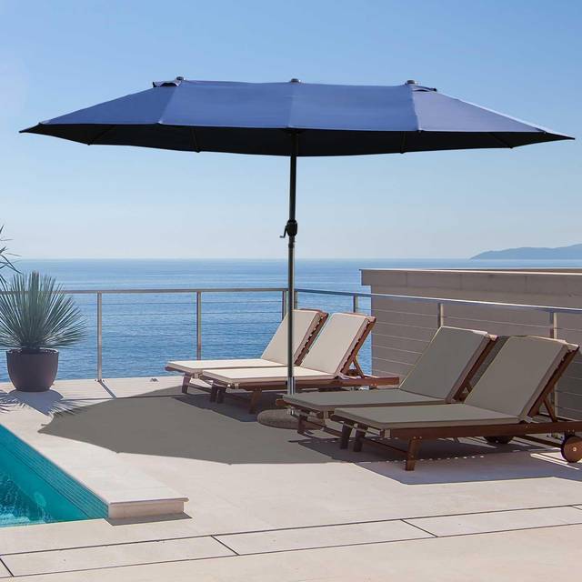 Outsunny Sun Umbrella 84D-031V01BU Metal, Polyester Blue