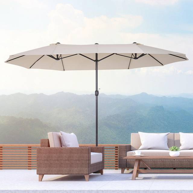 Outsunny Market Umbrella 84D-030V01CW Metal, Polyester Cream White