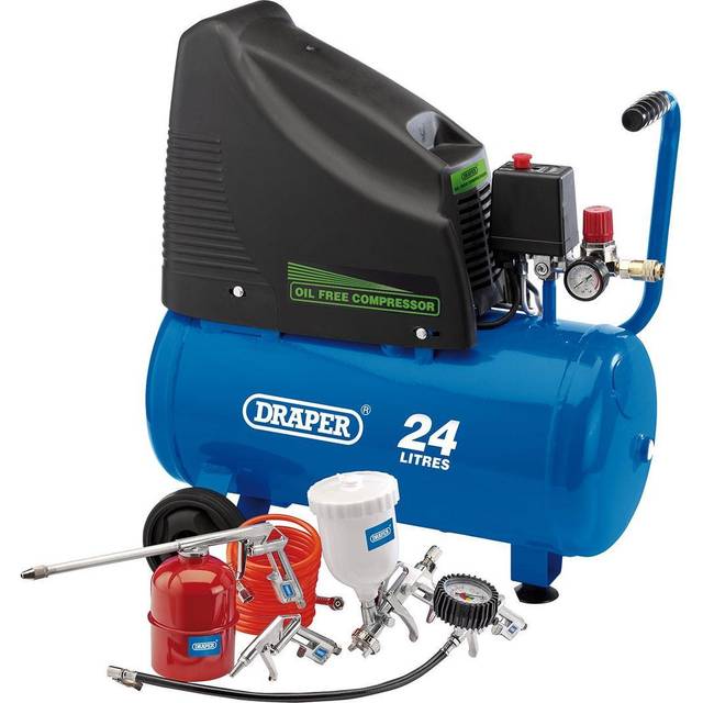 Draper 90126 230V Oil-Free Compressor and Air Tool Kit, 24L