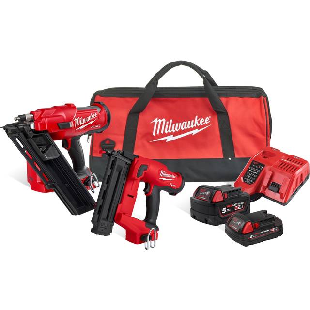 Milwaukee M18FPP2AR-522B M18 FUEL Nailer Twin Pack 1 x 5.0Ah 1 x 2.0Ah Batteries
