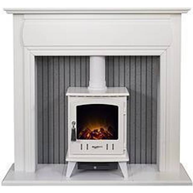 Adam Florence Stove Fireplace in Pure White with Aviemore Electric Sto