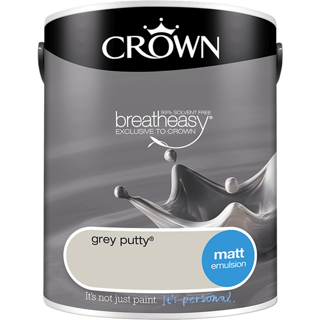 Crown Breatheasy Matt Emulsion Paint 5L - Grey Putty