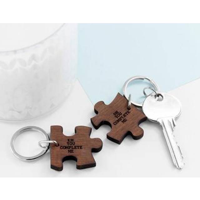 Personalised You Complete Me Couples Jigsaw Keyring