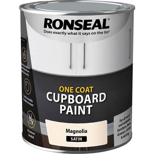 Ronseal One Coat Cupboard Paint Magnolia Satin 750ml RSLOCCMS750
