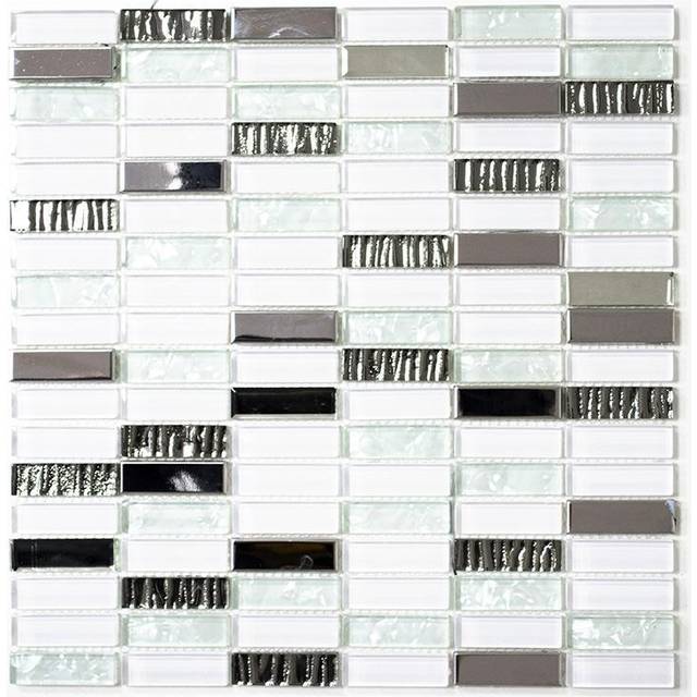 Mosaik Stick Crystal Stålmix Vit 4,8X1,5Cm Pris Per Ark