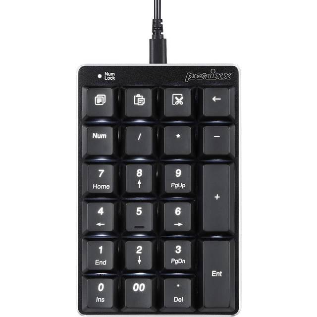 Perixx PERIPAD-303 Mekanisk USB-bakgrundsbelyst digital platta med 22 tangenter