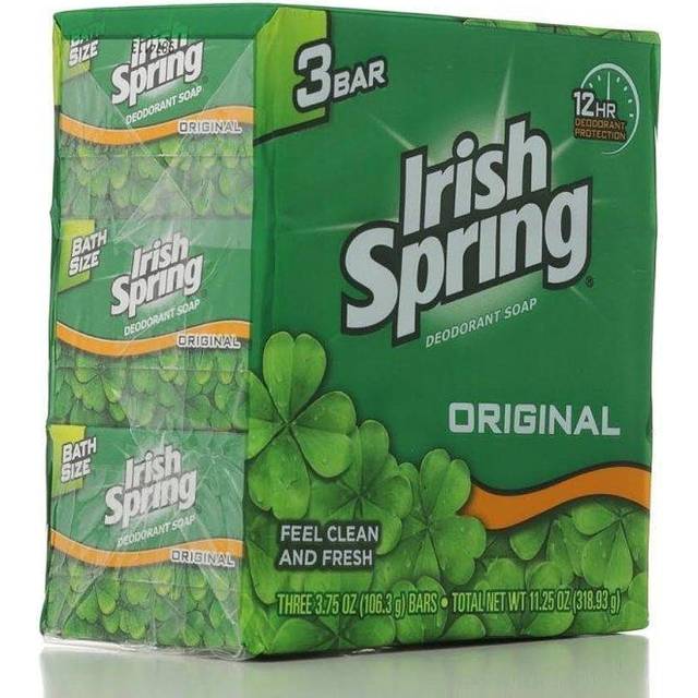 (PACK OF 3 BARS) Irish Spring ORIGINAL SCENT Bar Soap for Men& Women. 12-HOUR ODOR / DEODORANT PROTECTION! For Healthy Feeling Skin. Great for Hands