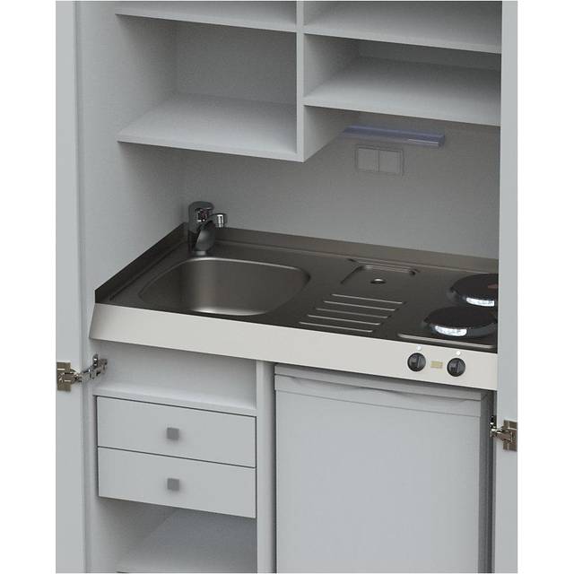 2 hotplates, basin at left, 2 hotplates, basin at left, white, 1956 x 1000 x 650 mm