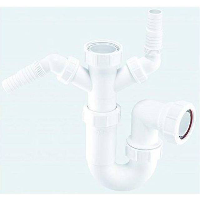 Mcalpine wm11 sink trap with twin 135 degree nozzles, white