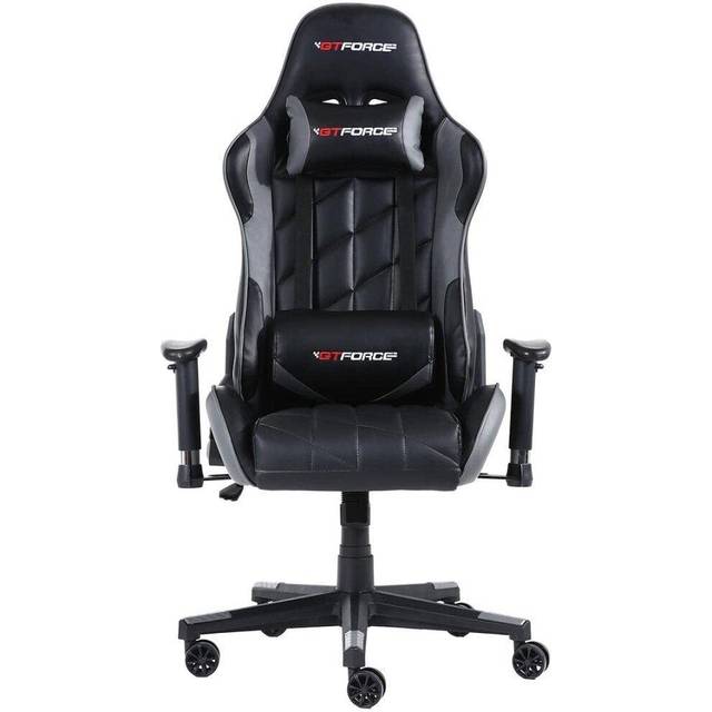 (Grey) GTFORCE PRO GT Reclining Sports Racing Gaming Office Desk PC CAR Faux Leather Chair (Blue)