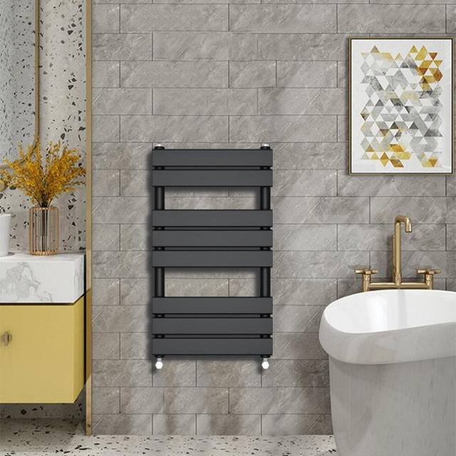 Warmehaus - Minimalist Heated Towel Rail Radiator Bathroom Flat Panel Black 800 x 450mm