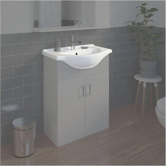 Bathroom WC Basin 650mm Compact Sink Single Tap Hole White BASIN ONLY