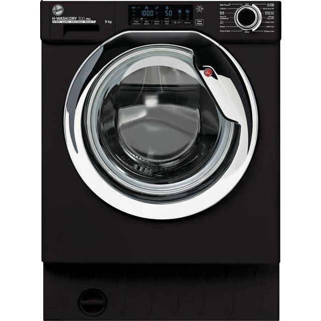 Hoover H-WASH 300 PRO HBWOS 69TAMCBET-80 Integrated 9kg Washing Machine with 1600 rpm - Black / Chrome - A Rated
