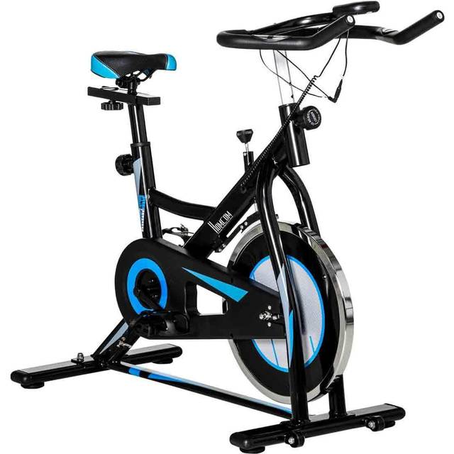 HOMCOM 8kg Flywheel Stationary Exercise Bike Indoor Cycling Cardio Workout Bike, Black