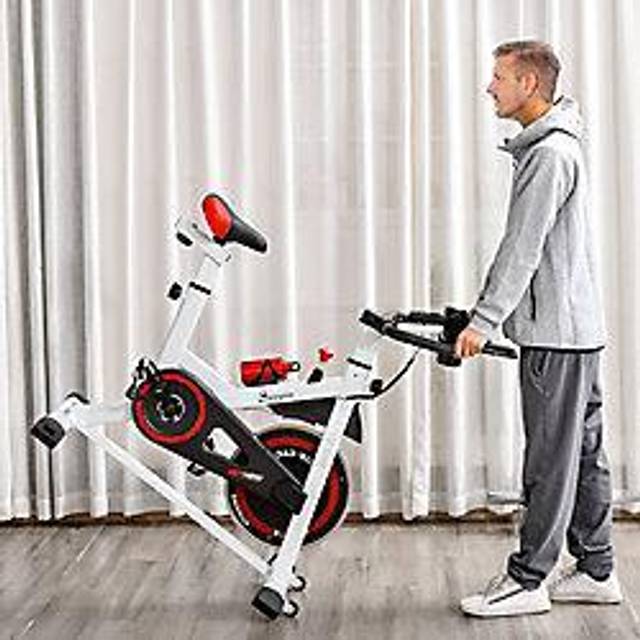 HOMCOM Upright Exercise Bike Indoor Training Cycling Machine Stationary Workout Bicycle w/ Adjustable Resistance Seat Handlebar LCD Display Aosom UK