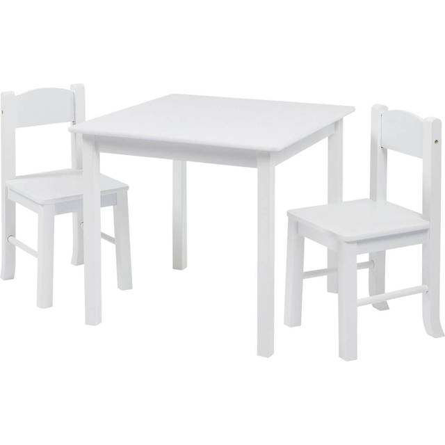 Kids White Wooden Table and Chair Set - White