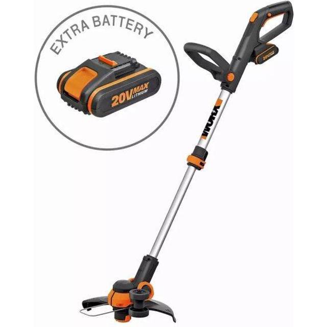 WORX 20V 30cm Cordless Grass Trimmer with Battery and Charger - Black and Orange