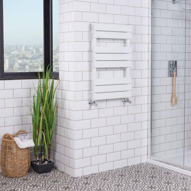 Juva 800 x 500mm White Flat Panel Heated Towel Rail