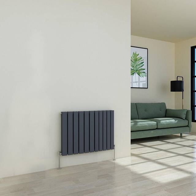 600 x 750mm Anthracite Double Flat Panel Horizontal Radiator